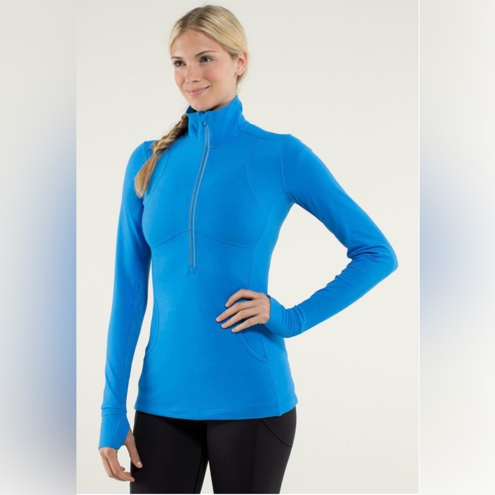 Lululemon Star Runner Pullover Cornflower Half-Zip, Paisley Mesh Back  XS